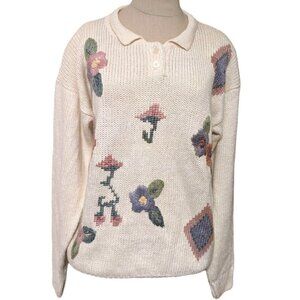 Vintage‎ Koret Embroidered Knit Sweater Cottagecore NWT Deadstock 80's Floral
